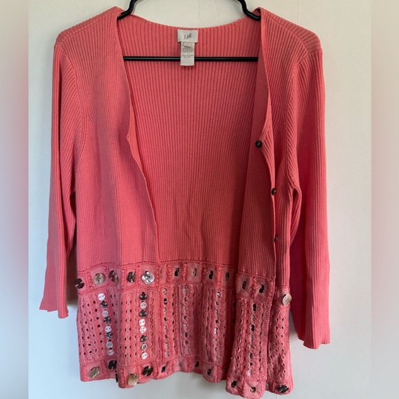 J. Jill Coral Button-Up Women's Cardigan - Picture 1 of 7